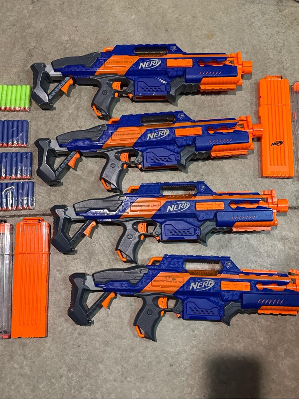 4 Nerf CS-18 N-Strike Elite Rapidstrike Blaster with 4 -18 Dart ClipNo Batteries
